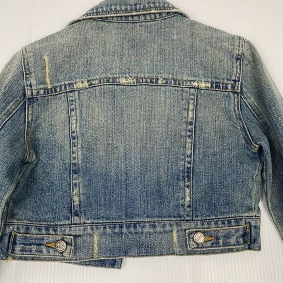 Teens  Distressed Denim Jean Jacket Size Medium see measurements - Picture 2 of 12